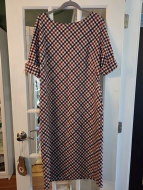Maggy London Multicolor Plaid Midi Shift Dress - Size 16